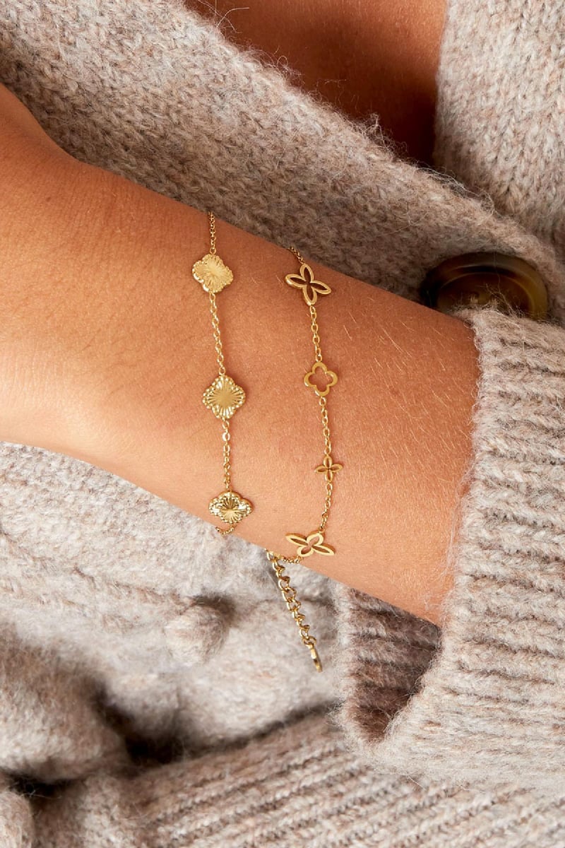 Armband Kleeblatt Goldfarbe Edelstahl