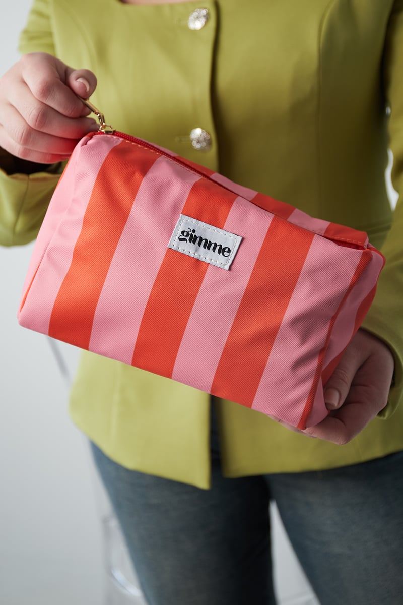 Kosmetiktasche Streifen - Orange pink
