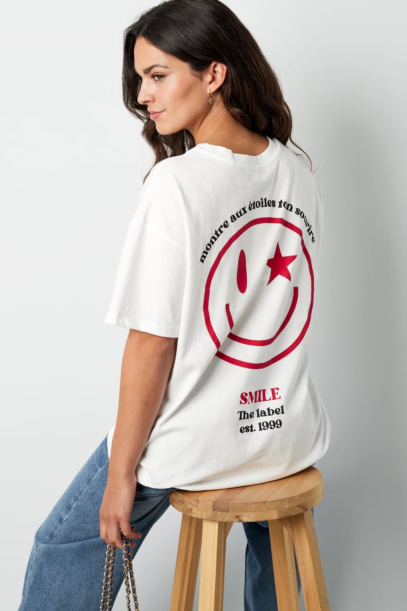 T-Shirt Happy Life Smiley - grau