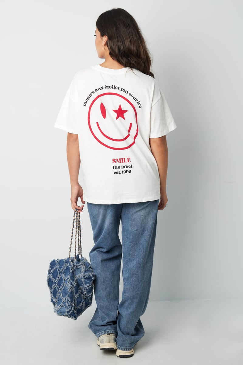 T-Shirt Happy Life Smiley - grau