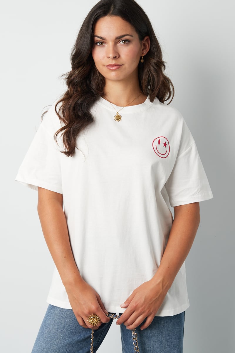 T-Shirt Happy Life Smiley - grau