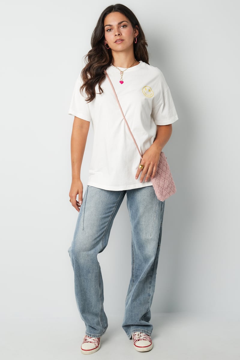 T-Shirt Happy Life Smiley - grau
