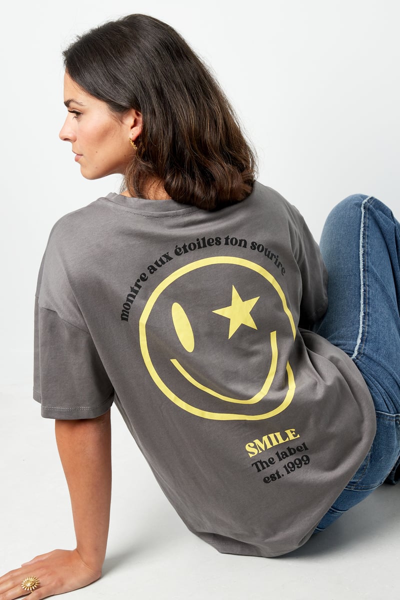 T-Shirt Happy Life Smiley - grau