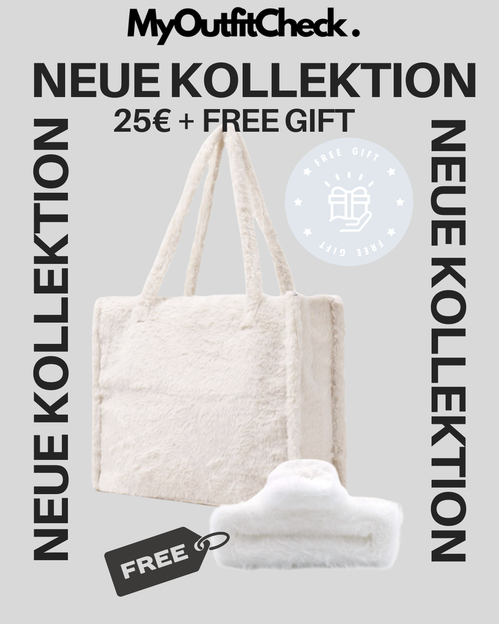 Fluffy Faux Fur Shopper Weiß