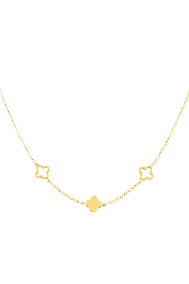 Halskette Klee Goldfarbe Edelstahl