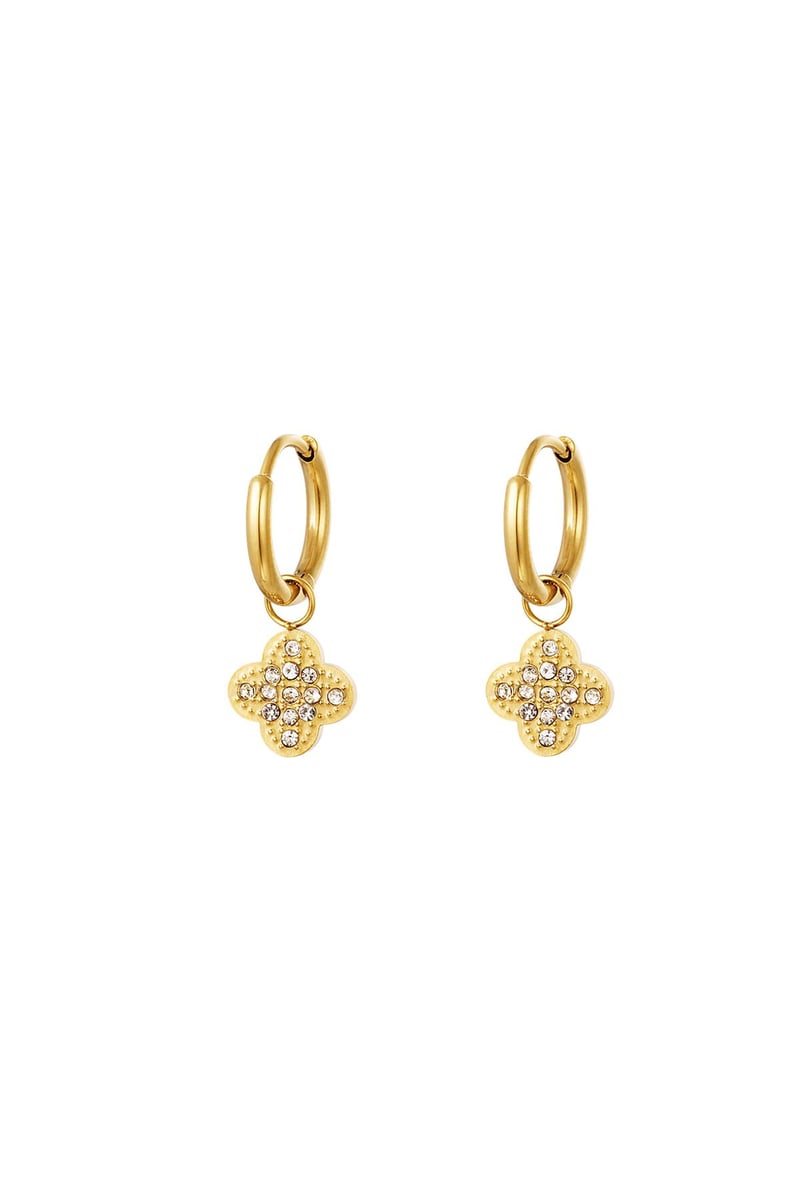 Zirkon Klee Ohrringe Goldfarbe Edelstahl