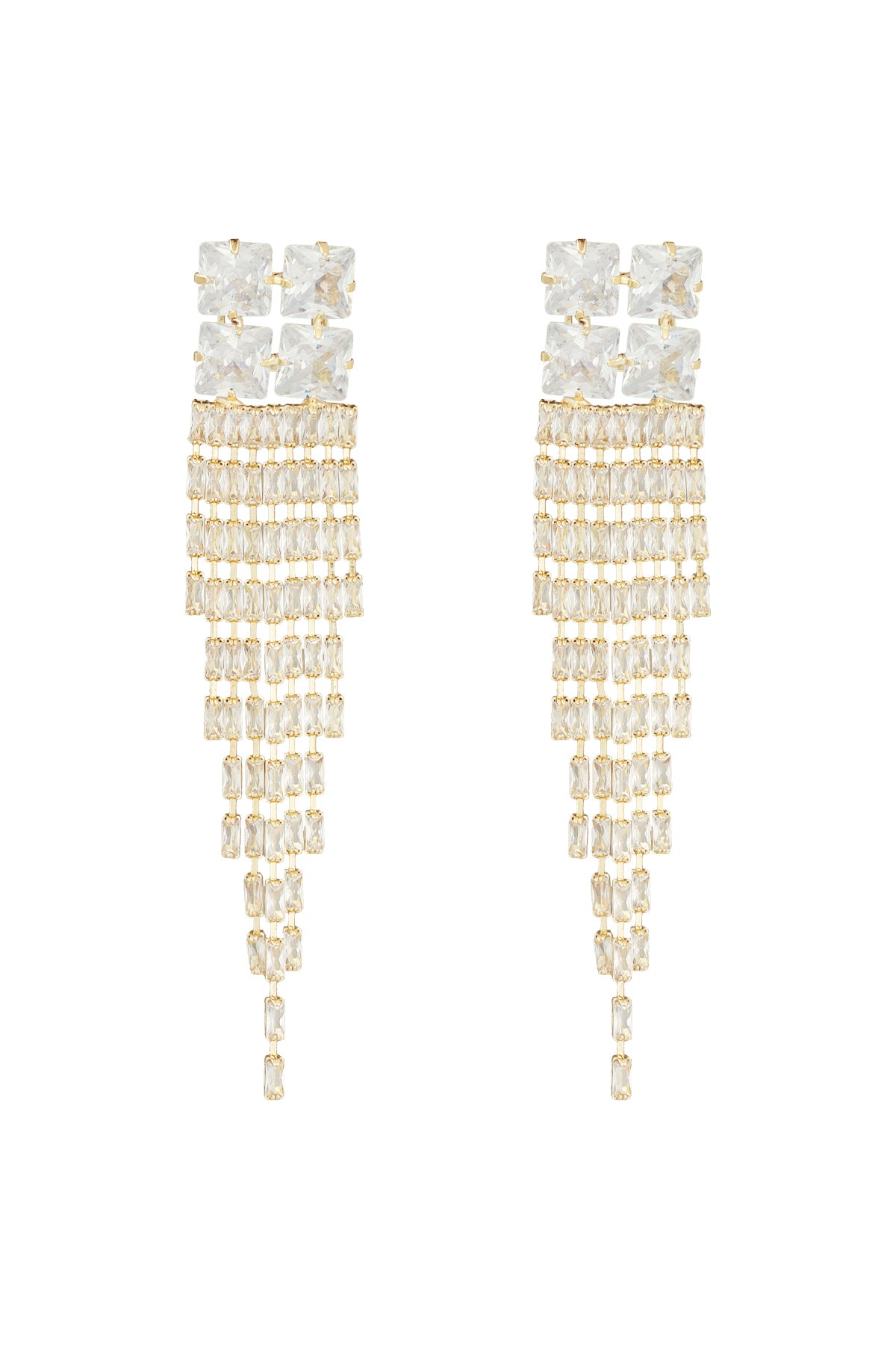 Ohrringe glitzerndes Glamour-Goldfarbe – Zirkon-Kupfer