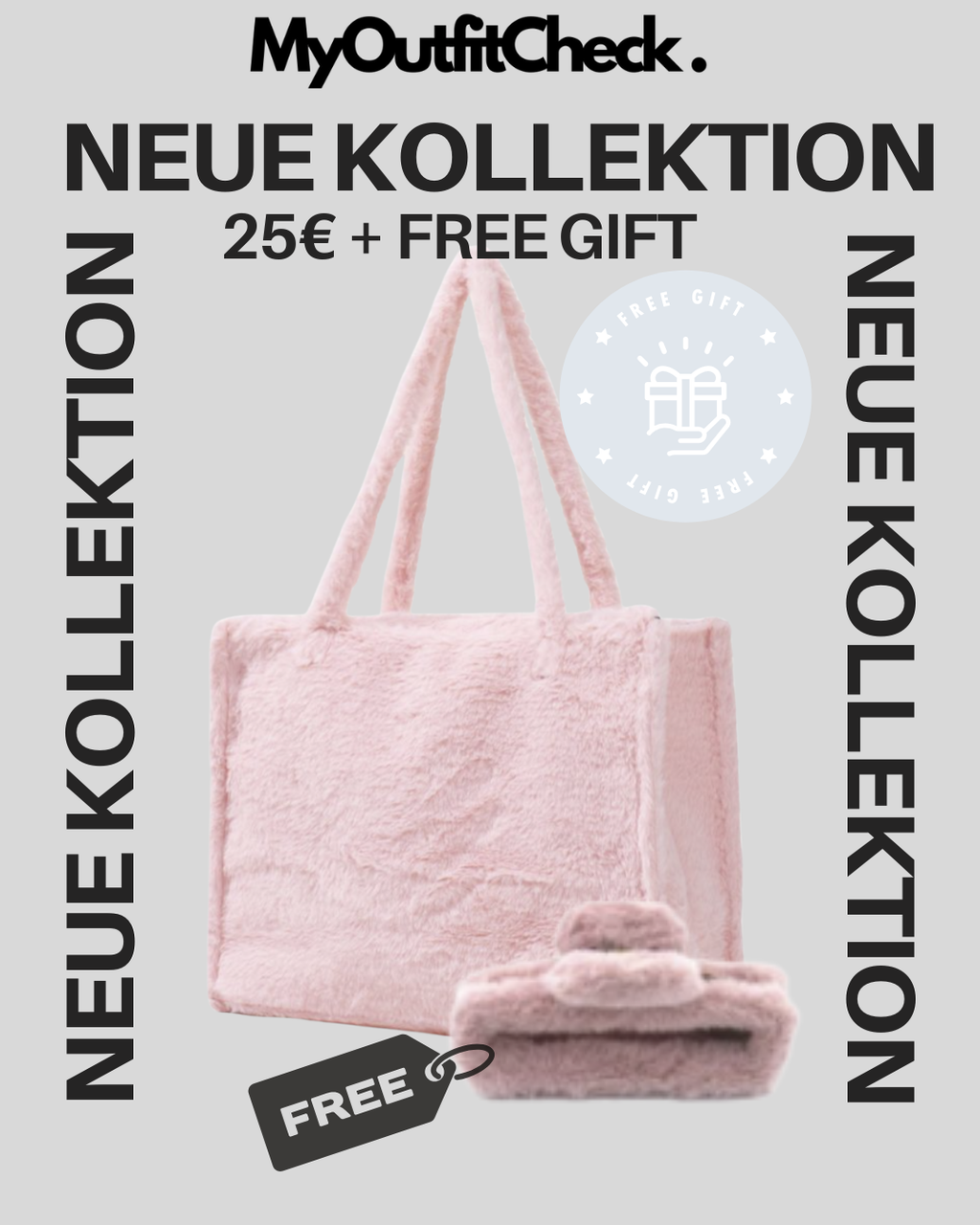 Fluffy Faux Fur Shopper Rosa