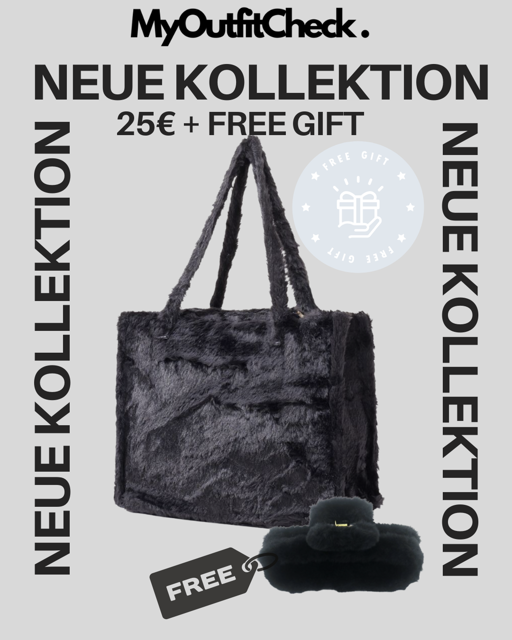 Fluffy Faux Fur Shopper Schwarz