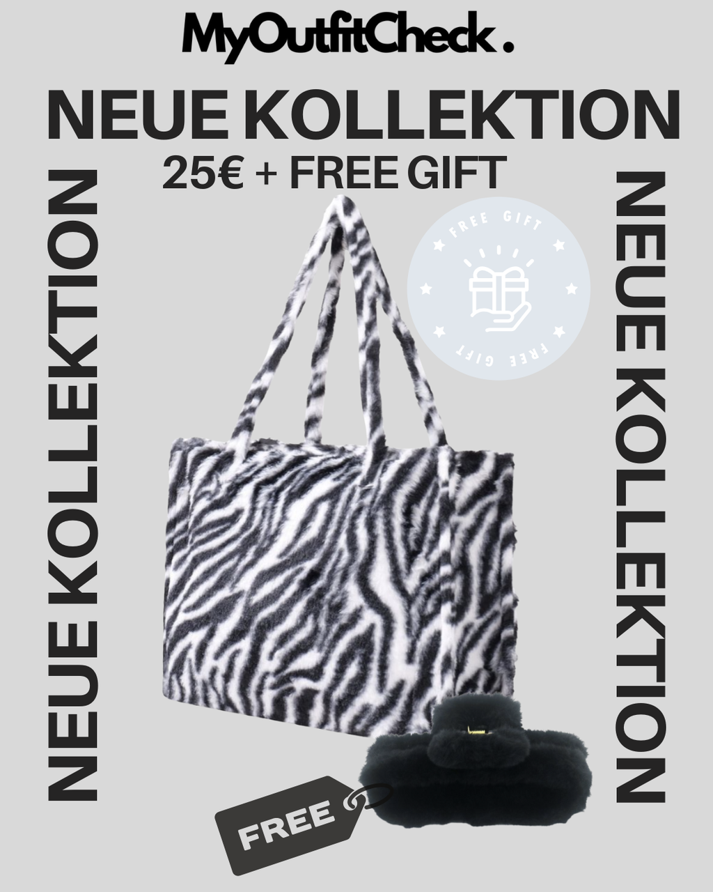 Fluffy Faux Fur Shopper Zebra