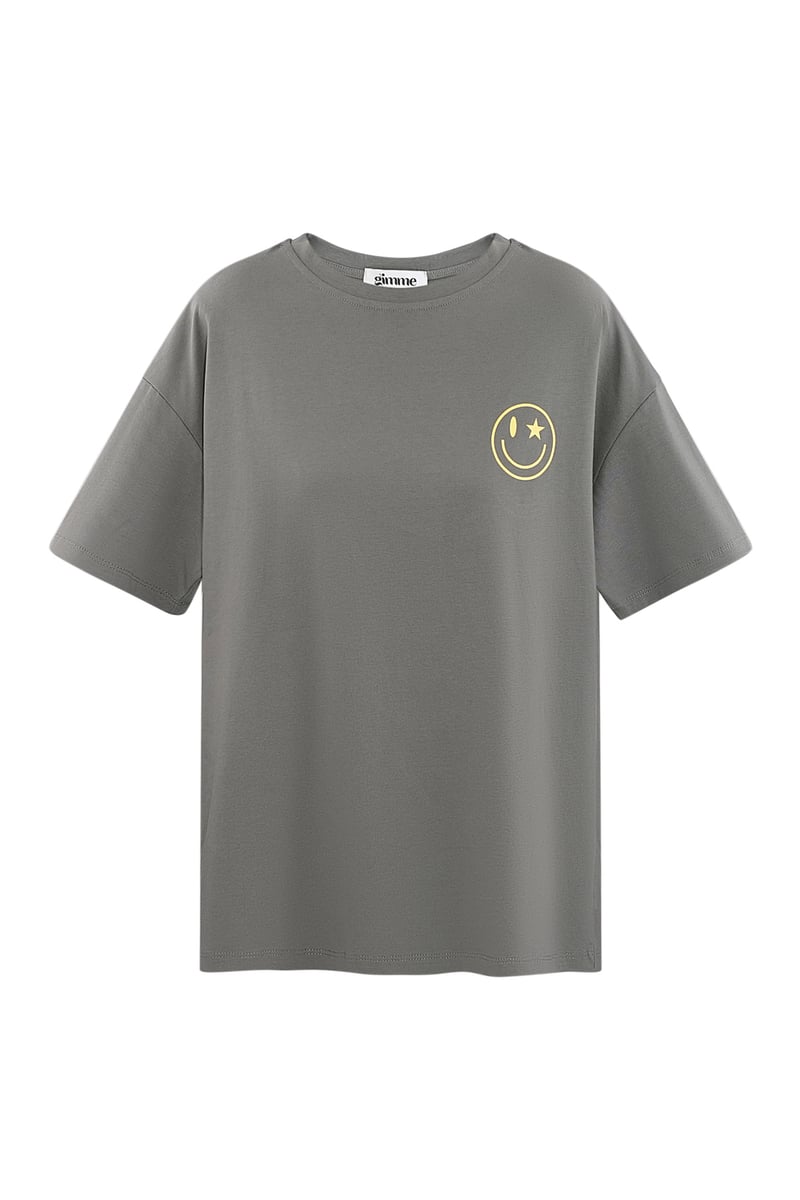 T-Shirt Happy Life Smiley - grau