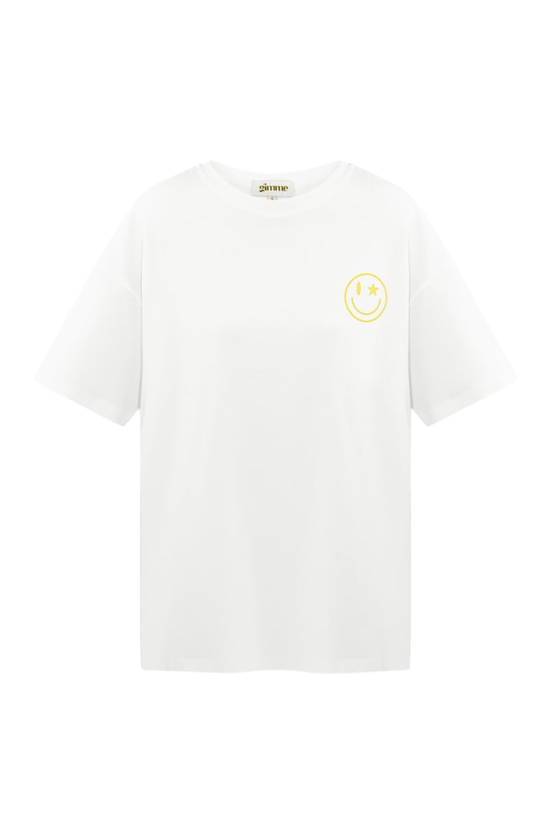 T-Shirt Happy Life Smiley - grau