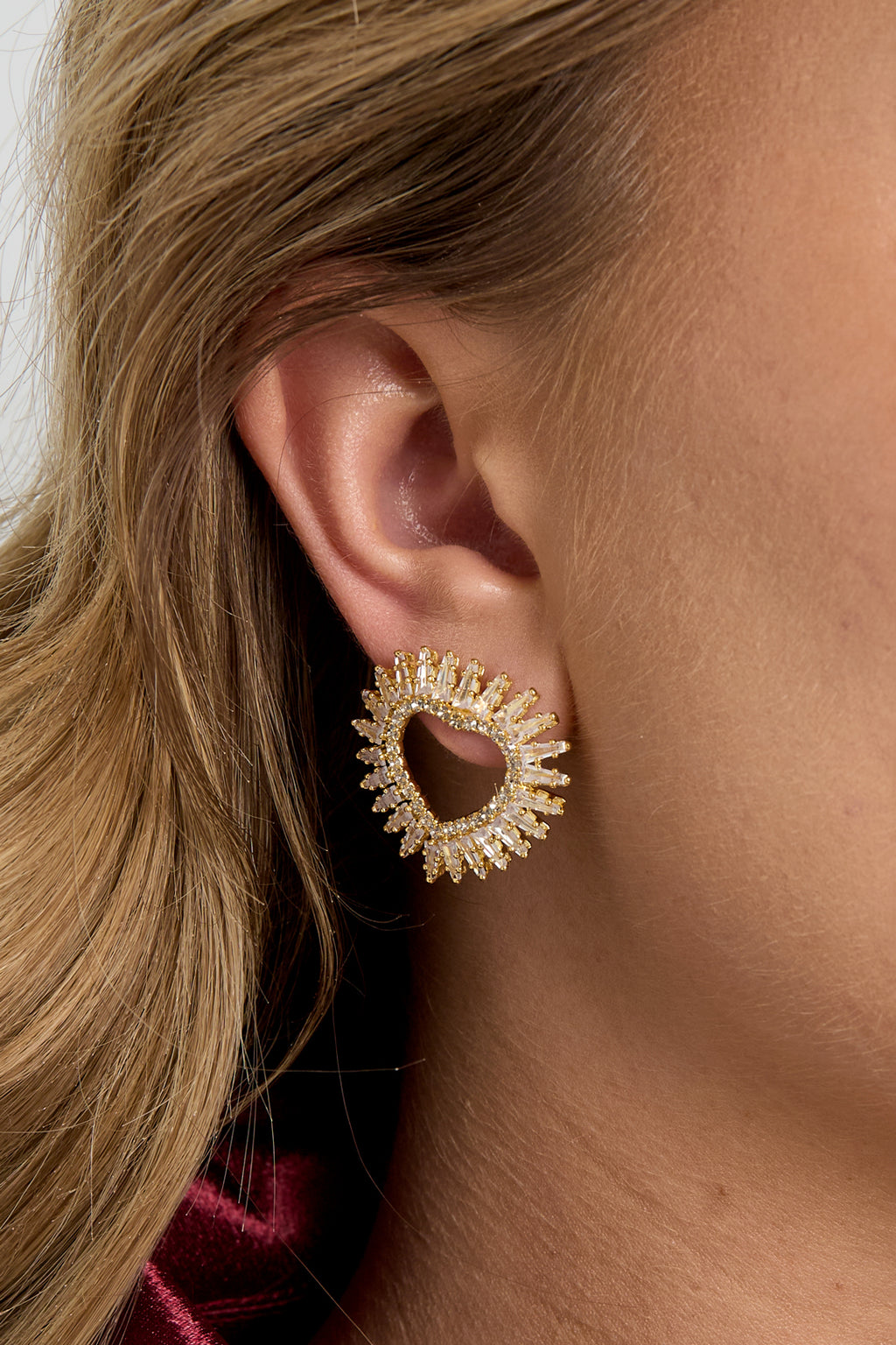 Kupfer Ohrstecker Herz Elegante Weihnachten Luxuriöse Serie Damenschmuck