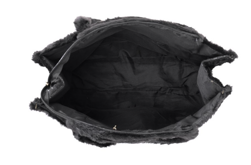 Fluffy Faux Fur Shopper Schwarz
