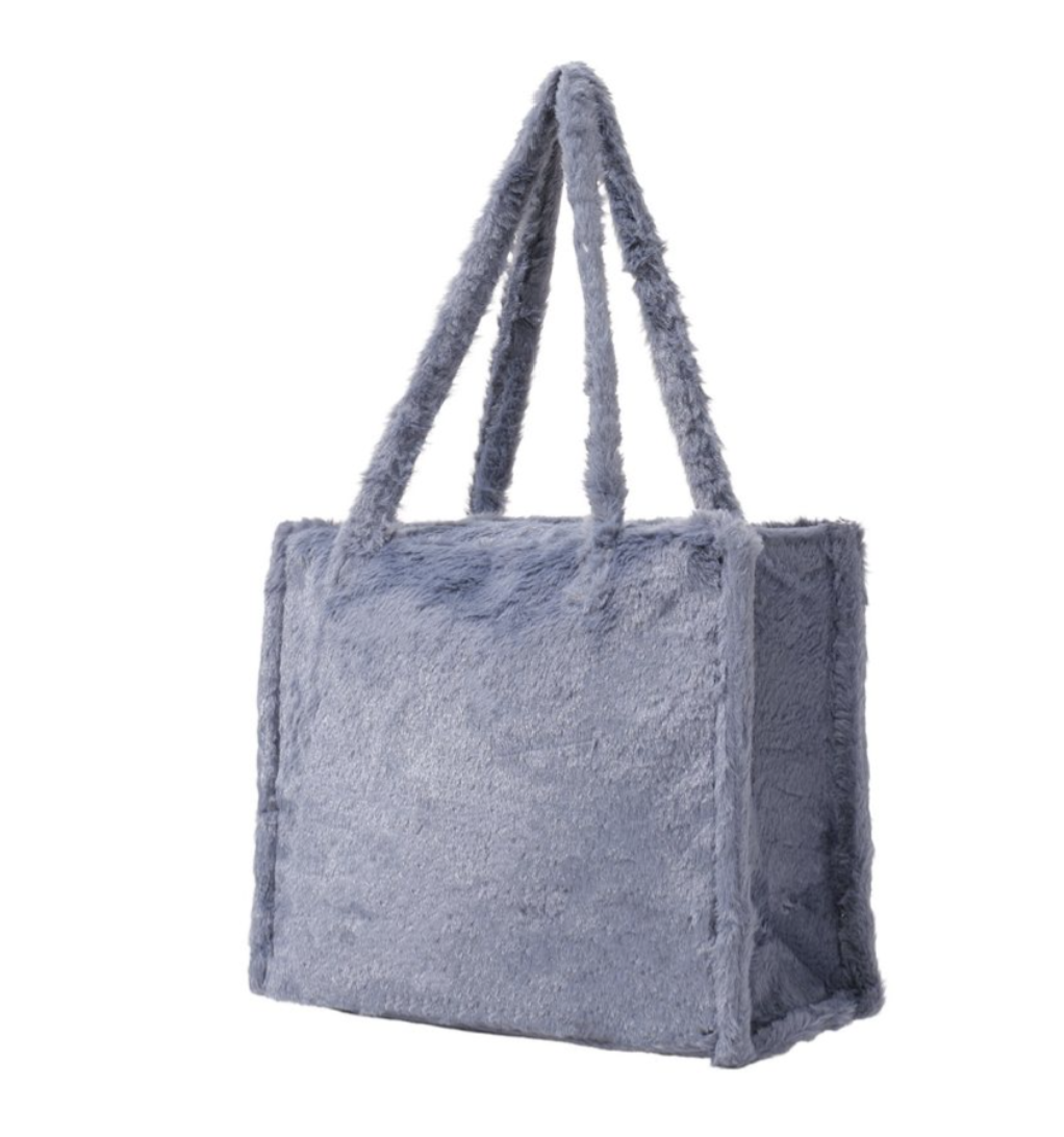 Fluffy Faux Fur Shopper Grau