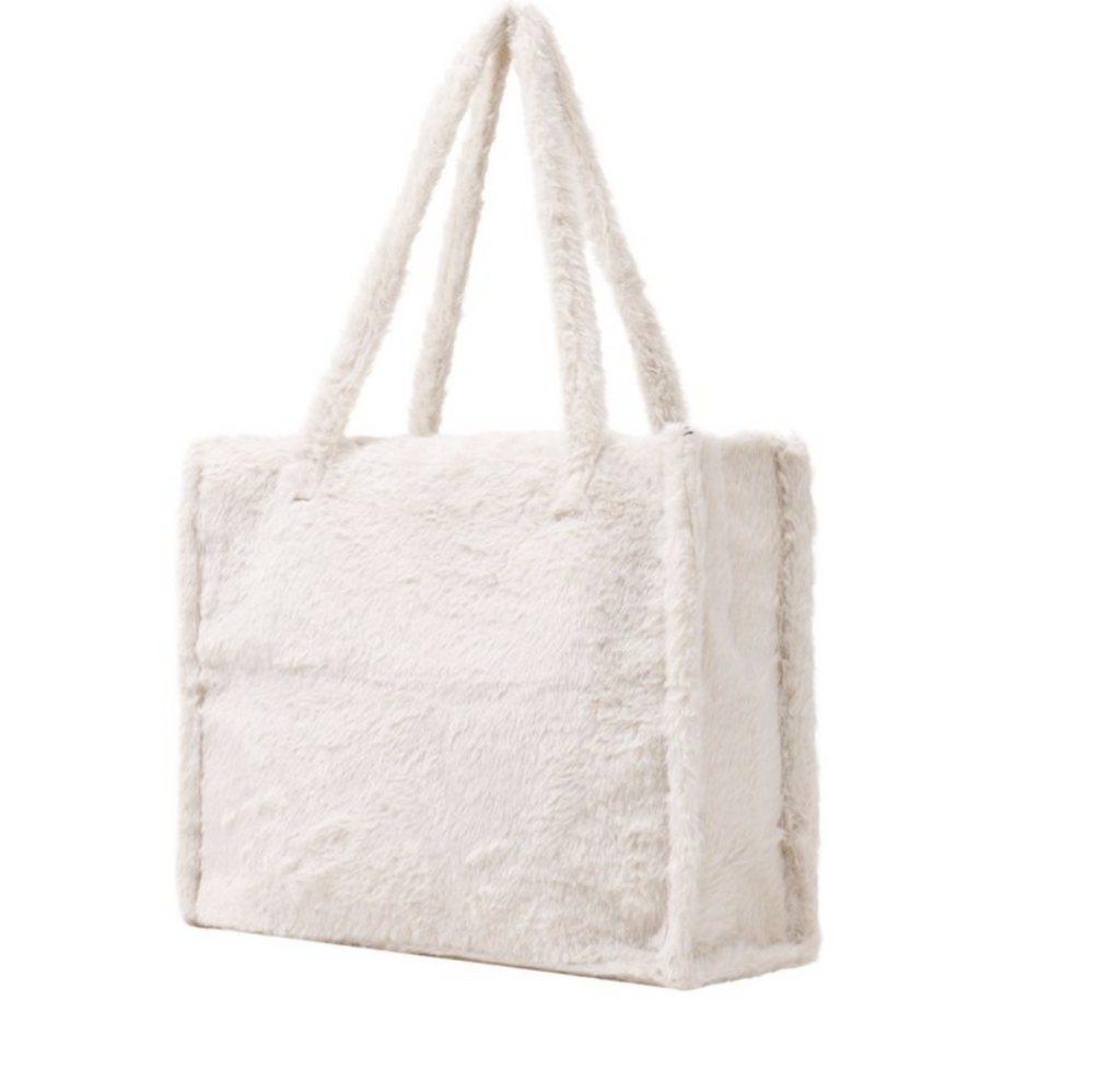 Fluffy Faux Fur Shopper Weiß
