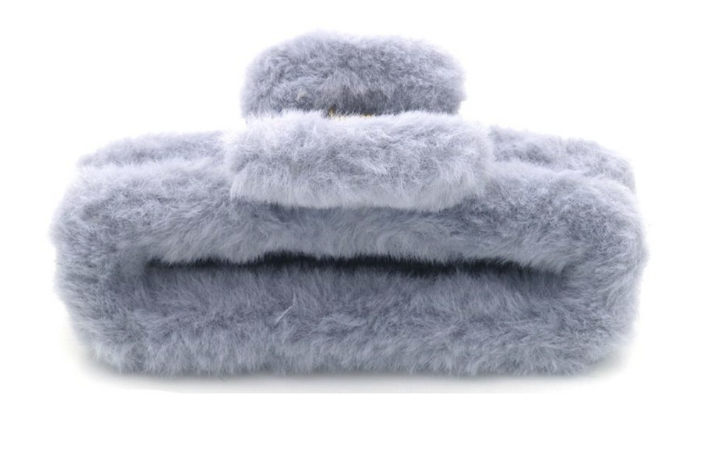 Fluffy Faux Fur Shopper Grau