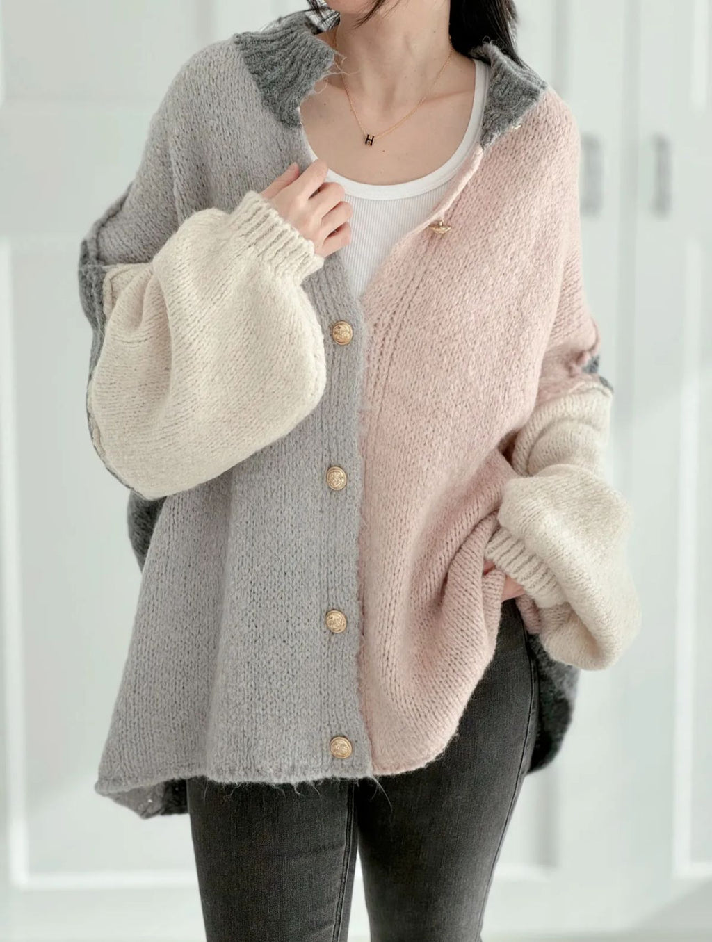 Cardigan Velvet grau - Made in Italy Onesize